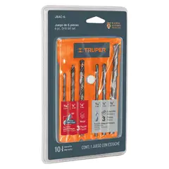 TRUPER - Juego de 6 brocas para metal y concreto,