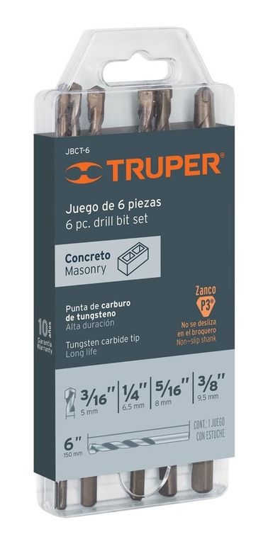 Juego de 6 brocas para concreto,
