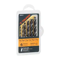 TRUPER - Juego de 6 brocas con punta centradora para madera,