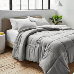 ISATEX HOME - Edredón Queen Monocromo Premium De Algodón Pima Plomo