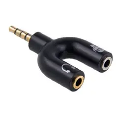 GENERICO - Adaptador Tipo Y 3.5Mm A 2 Jack Audio/Micrófono Negro