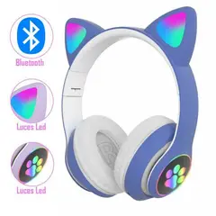 GENERICO - Audífono Bluetooth Gato con Luz Led Azúl