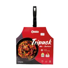 RECORD - SET SARTENES WOK 28 + SARTEN 18 Y 22 ANTIADHERENTE