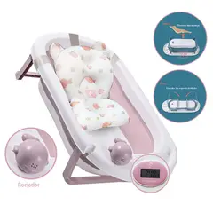 DOUX BEBE - Tina de baño para bebe plegable rosado