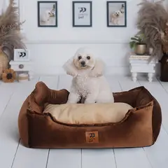 PRETTYPETS - CAMA HIPOALERGÉNICA PARA MASCOTA - COLOR MARRON - TALLA 3