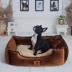 PRETTYPETS - CAMA PARA MASCOTA HIPOALERGÉNICA COLOR MARRON - TALLA 5