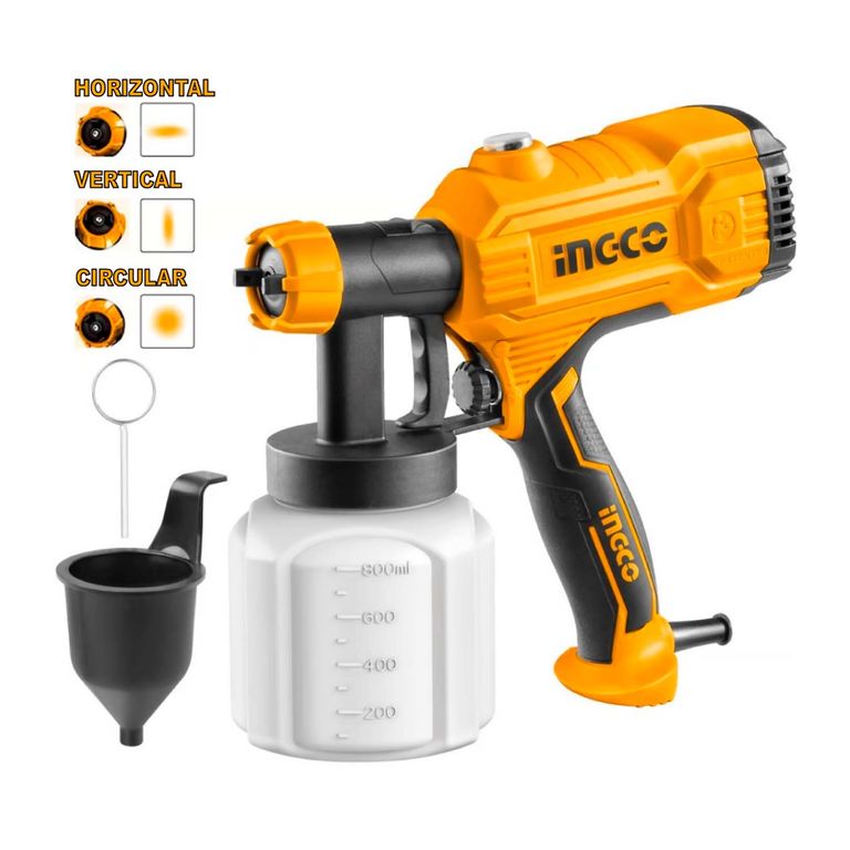 PISTOLA PARA PINTAR ELÉCTRICA INGCO 450W COMPRESORA 800ML - SPG3508