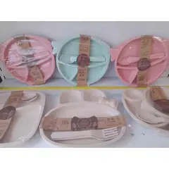 SM - Platos de Bambú para Niños Niñas forma de pez