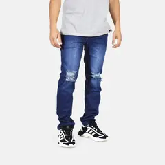 YONISTERS CLOTHING - Denim Jean Rasgado Semipitillo Stretch Azul