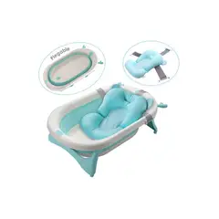 GENERICO - Bañera Tina de Baño Plegable con cojin Azul