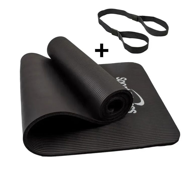 Colchoneta yoga mat pilates + ligas - 10 mm negro