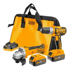 INGCO TOOLS - Combo INGCO 20V Amoladora 4.5” + Taladro Atornillador 3/8”
