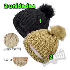 GENERICO - Kit 2 gorro de lana tejido p/ invierno polar niños unisex