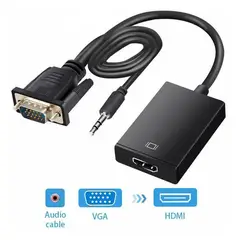 GENERICO - Cable adaptador vga a hdmi audio jack 35mm convertidor