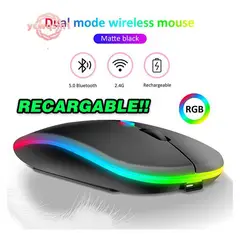 GENERICO - Mouse inalambrico recargable rgb led 3200 dpi 2.4 ghz bluetooth slim