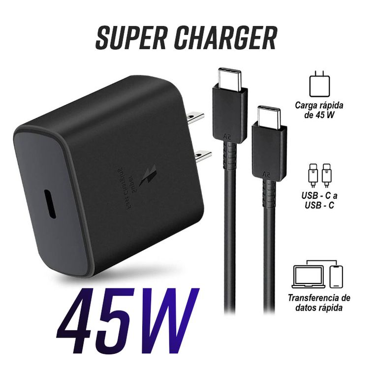 Cargador Samsung 45W Carga Rápida + Cable Usb-C-