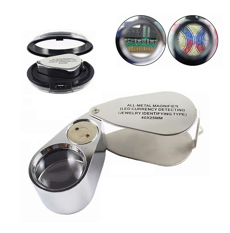 Lupa Entomológica 40x 25mm Metal Con Luz Led