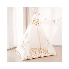 GENERICO - Carpa Tipi más Alfombra con diseño Buho Hojas
