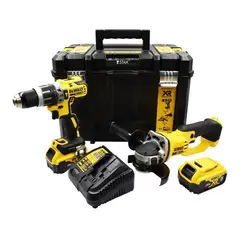 DEWALT - Taladro Percutor+amoladora 20v+caja T-stak Dck209p2t