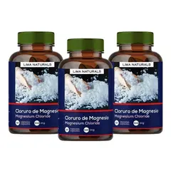 LIMA NATURALS - Pack 03 Frascos Cloruro de Magnesio 60 Capsulas
