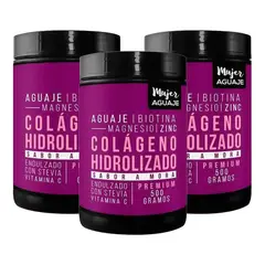 MUJER AGUAJE - Colágeno 500 g Sabor Mora Pack x 3