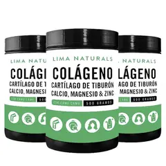 LIMA NATURALS - Colágeno, Cartilago de Tiburón, Magnesio 500 g Pack x 3