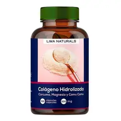 LIMA NATURALS - 01 Frasco Colágeno Hidrolizado, Cúrcuma, Magnesio & Camu Camu 100 cápsulas