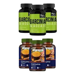 LIMA NATURALS - Pack 03 Frascos Garcinia&Aguaje 100 Capsulas + Pack 03 Frascos Curcuma 100 Capsulas