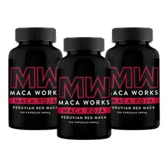 MACA WORKS - Pack 03 Frascos Maca Roja 100 Capsulas