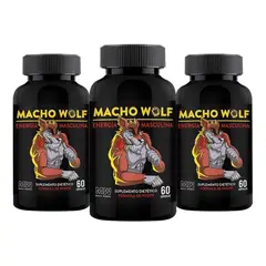 MACA WORKS - Pack 03 Frascos Macho Wolf 60 Capsulas