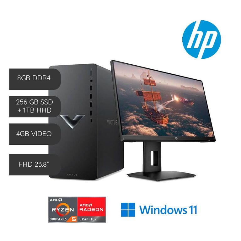 PC 15L Gaming Desktop Ryzen5 5600G 8GB 1TB 256 SSD Video 4GB Win11+ Monitor