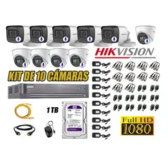 HIKVISION - CÁMARAS SEGURIDAD KIT 10 CON AUDIO INCORPORADO FULL HD + DISCO 1TB