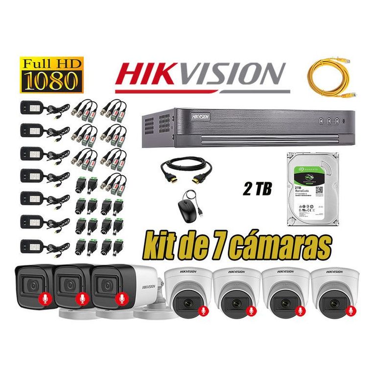 CÁMARAS SEGURIDAD KIT 7 FULL HD 1080P CON AUDIO INCORPORADO 2TB