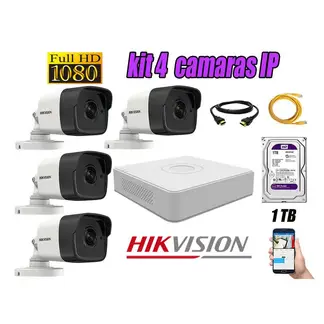 HIKVISION - CAMARAS SEGURIDAD KIT 4 IP POE 1080P EXTERIOR + DISCO 1TB WD PURPURA