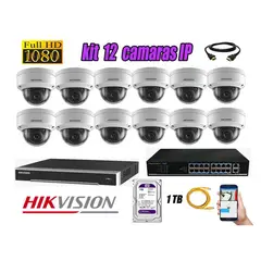 HIKVISION - CAMARAS SEGURIDAD KIT 12 IP 1080P INTERIOR + DISCO 1TB WD PURPURA