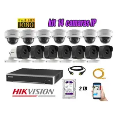 HIKVISION - CAMARAS SEGURIDAD KIT 14 IP POE 1080P FULL HD + DISCO 2TB WD PURPURA