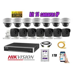 HIKVISION - CAMARAS SEGURIDAD KIT 14 IP POE 1080P FULL HD + DISCO 1TB WD PURPURA