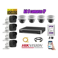 HIKVISION - CAMARAS SEGURIDAD KIT 8 IP POE 1080P FULL HD + DISCO 2TB WD PURPURA