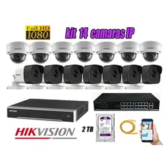 HIKVISION - CAMARAS SEGURIDAD KIT 14 IP 1080P FULL HD + DISCO 2TB WD PURPURA