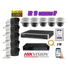 HIKVISION - CAMARAS SEGURIDAD KIT 10 IP 1080P FULL HD + DISCO 2TB WD PURPURA