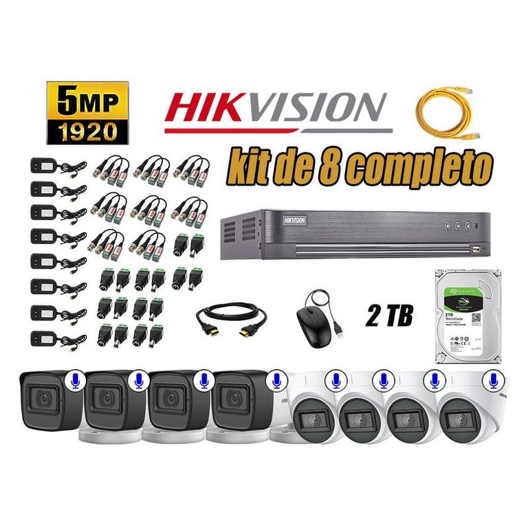 CÁMARAS SEGURIDAD KIT 8 5MP + DISCO 2TB AUDIO INCORPORADO P2P HDMI