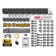 HIKVISION - CÁMARAS SEGURIDAD KIT 16 5MP + DISCO WD 1TB - 06 CAMARAS C/AUDIO HDMI