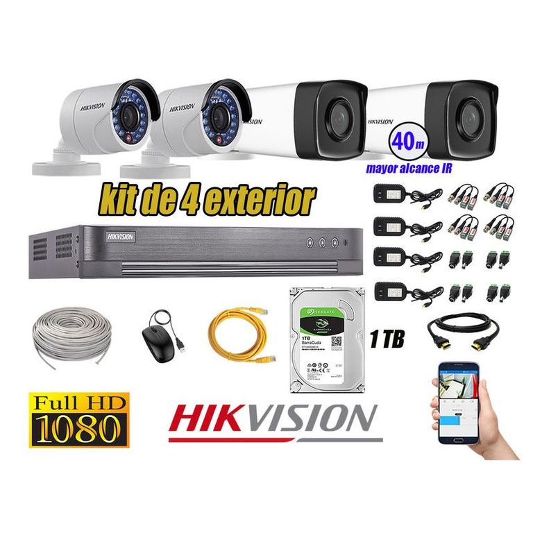 CÁMARAS SEGURIDAD EXTERIOR KIT 4 IT3F FULL HD + DISCO 1TB WD