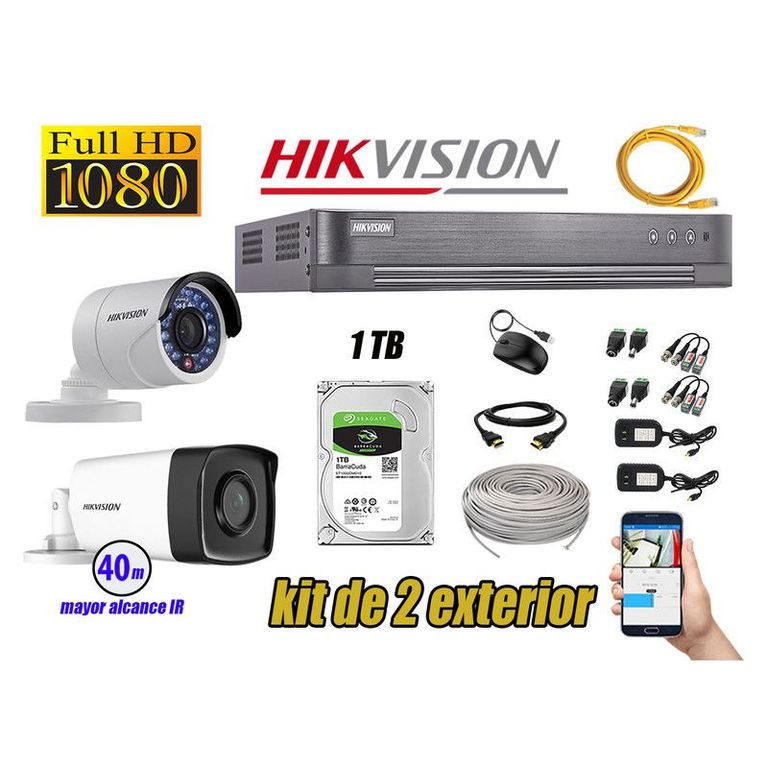 CÁMARAS SEGURIDAD EXTERIOR KIT 2 IT3F FULL HD + DISCO 1TB P2P
