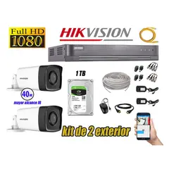 HIKVISION - CÁMARAS SEGURIDAD EXTERIOR KIT 2 IT3F FULL HD + DISCO 1TB P2P