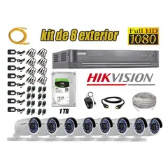 Hikvision - CÁMARAS SEGURIDAD EXTERIOR KIT 8 FULL HD 1080P + DISCO 1TB