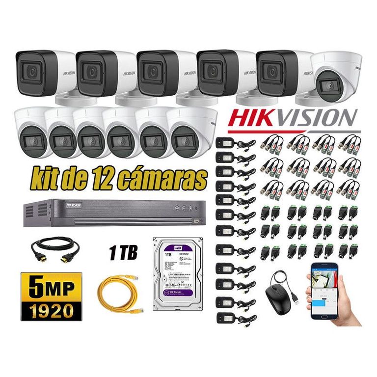 CÁMARAS SEGURIDAD KIT 12 5MP + DISCO 1TB OFERTA HDMI