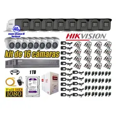 HIKVISION - CÁMARAS SEGURIDAD KIT 16 FULL HD + DISCO 1TB MAYOR ALCANCE VARIFOCAL