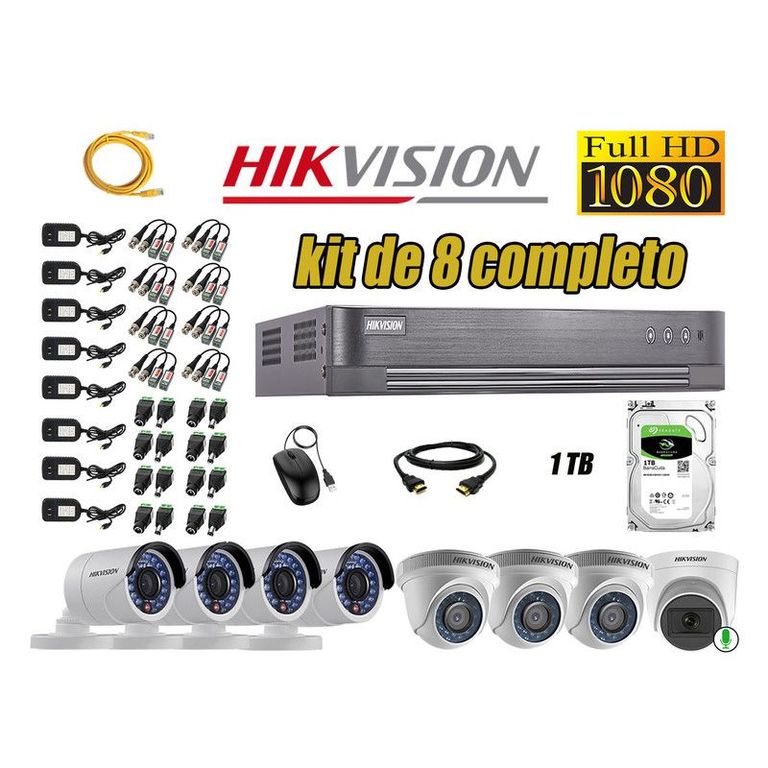 CÁMARAS SEGURIDAD KIT 8 FULL HD 1080P + DISCO 1TB 1 CAMARA MICROFONO