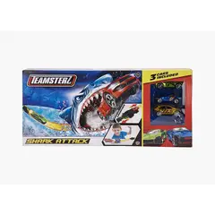 TEAMSTERZ - Juguete Pista Ataque de tiburón + 3 autitos